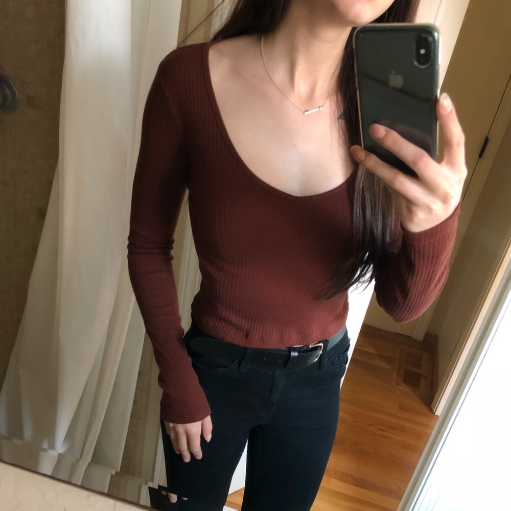 Topshop dark orange rust colored top
